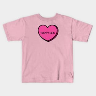 Pronoun They/Them Conversation Heart in Pink Kids T-Shirt